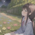 夜空を見上げる女の子 2枚目