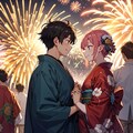 来年も2人でこの花火を見よう・恋人（10枚）レトロモダン街シリーズ・その14 6枚目