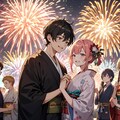 来年も2人でこの花火を見よう・恋人（10枚）レトロモダン街シリーズ・その14 5枚目