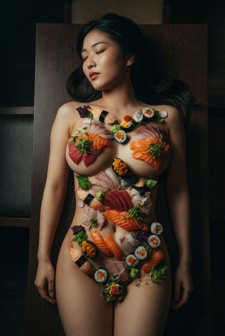 《エロ作品あるある》ド定番 女体盛り