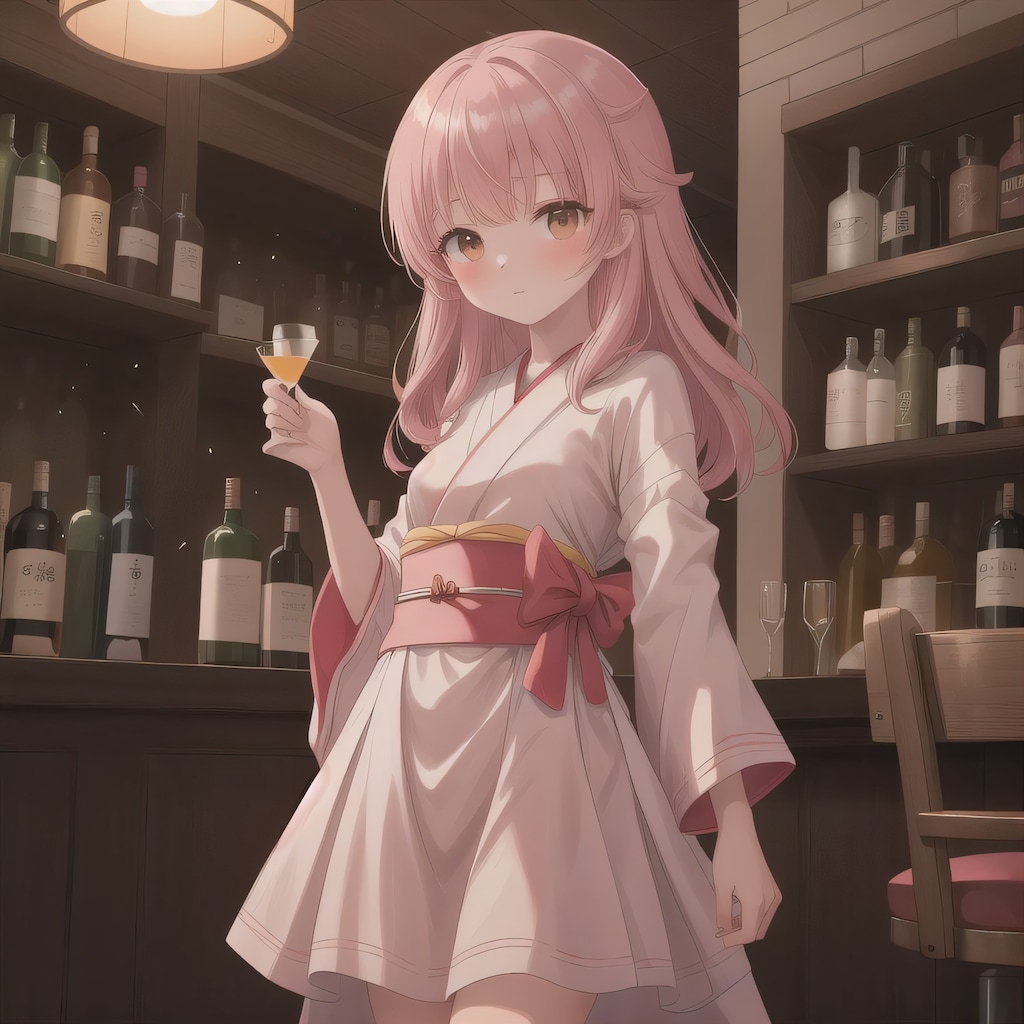 ピンク髪ロングで酒場の少女６