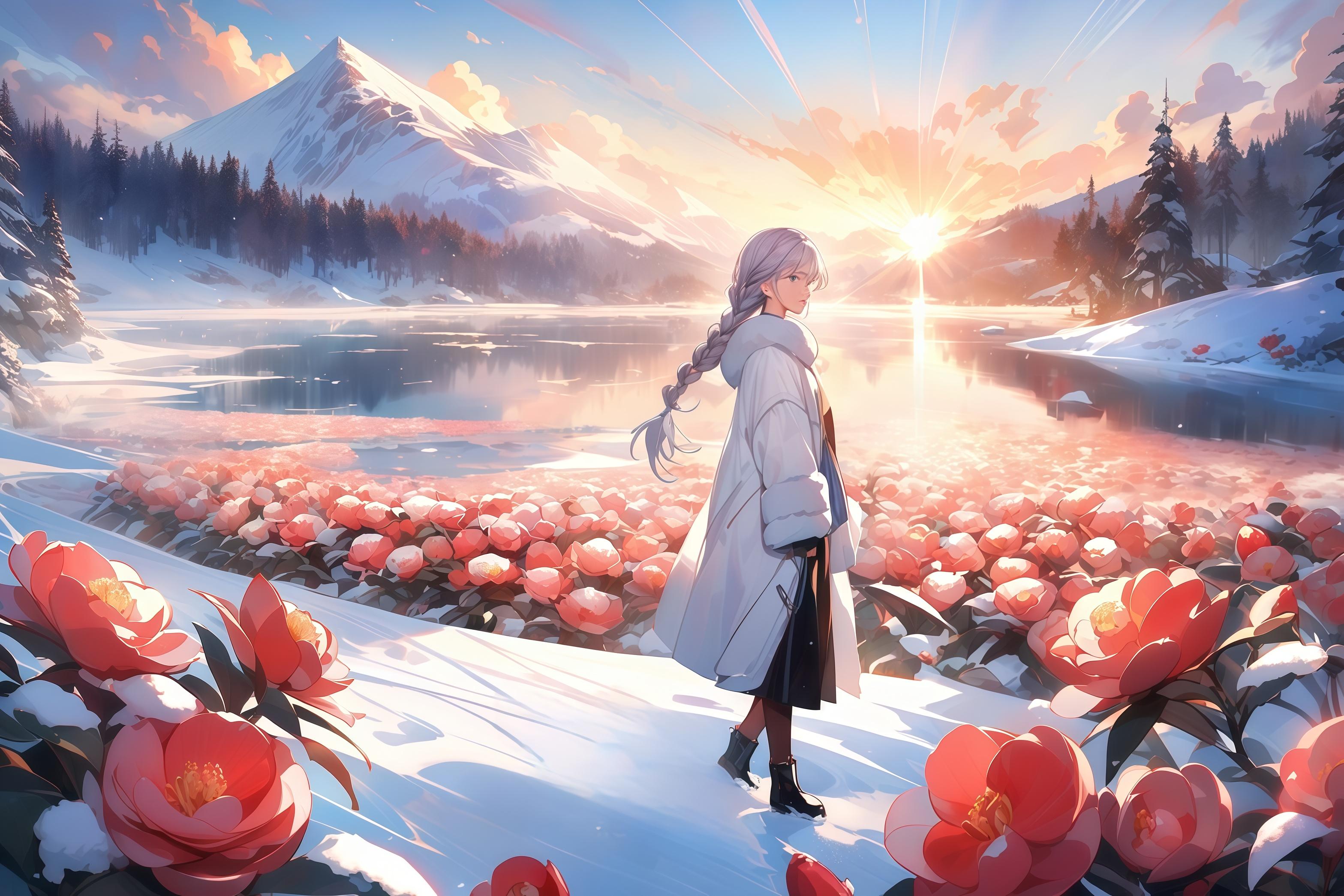 冬の気配の湖で | の人気AIイラスト・グラビア