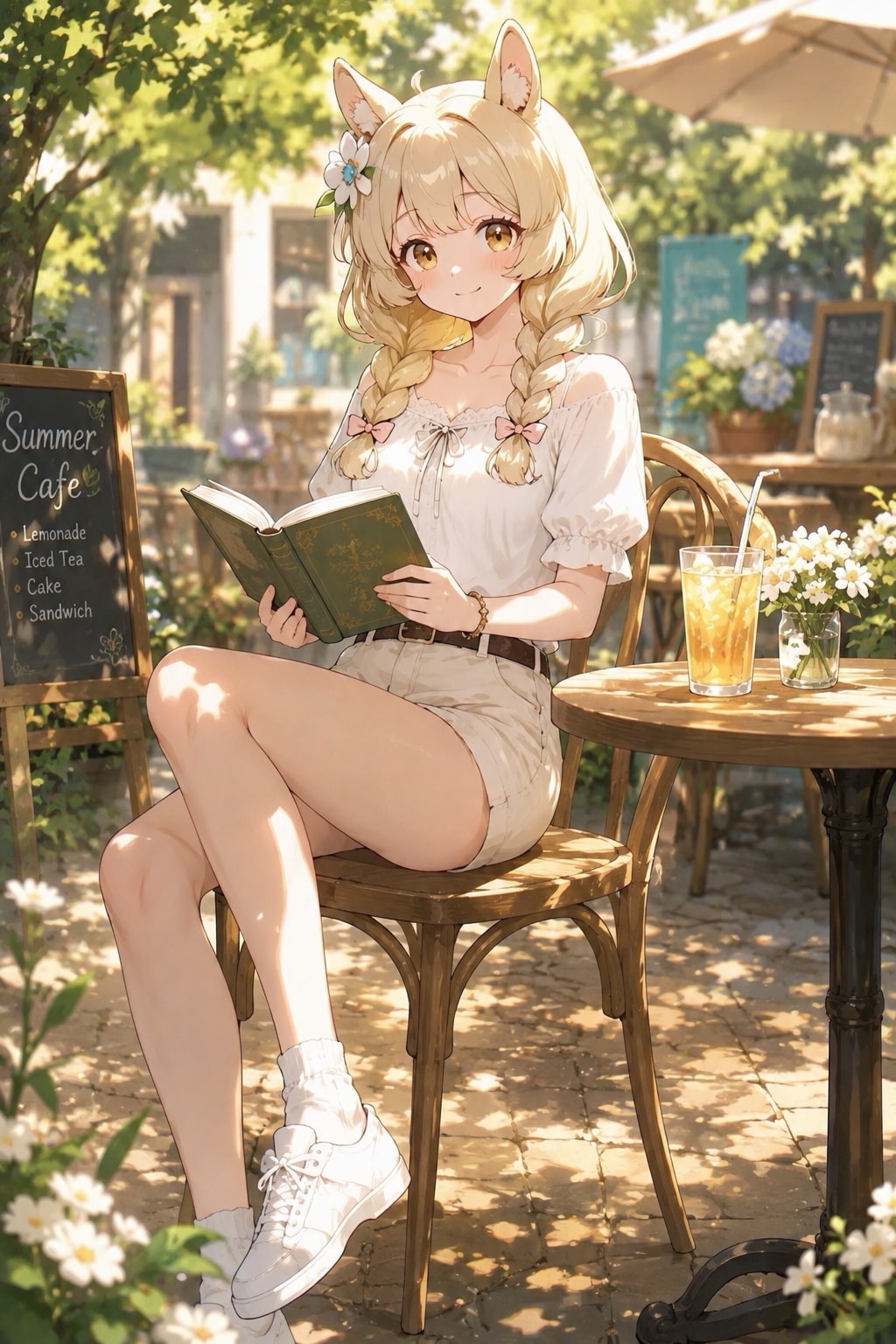 真夏のカフェのアルパカちゃん