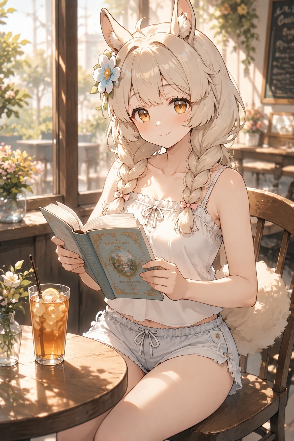 真夏のカフェのアルパカちゃん