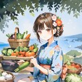 夏野菜と浴衣の少女 10枚目