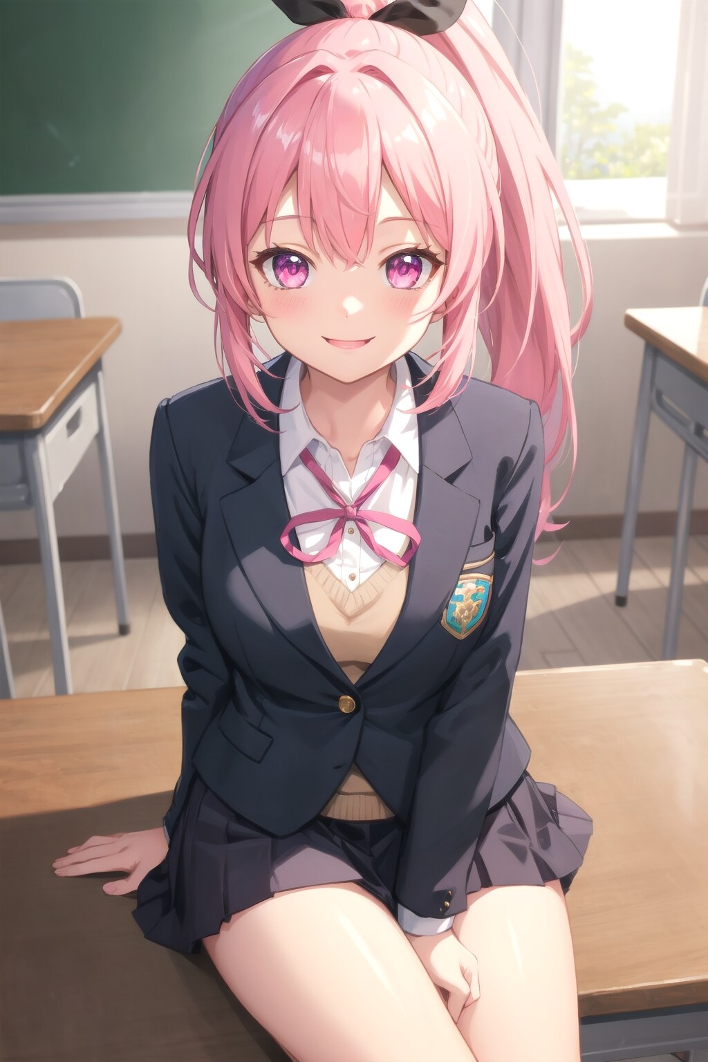 お待たせ💓 ピンクポニテちゃん | の人気AIイラスト・グラビア