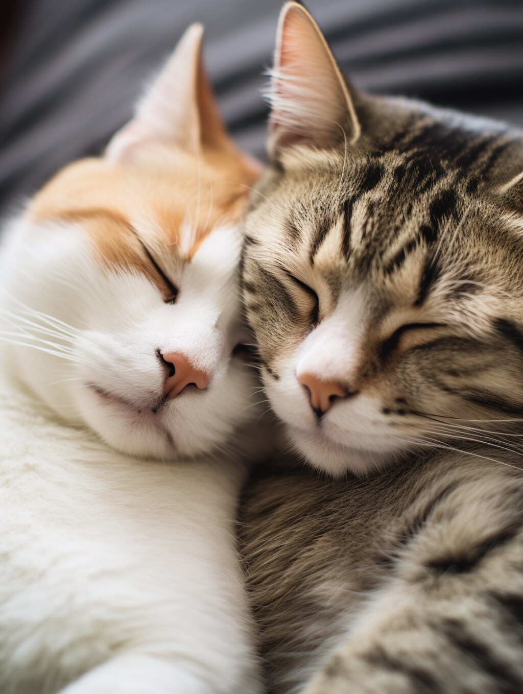 寄り添い寝る猫たち