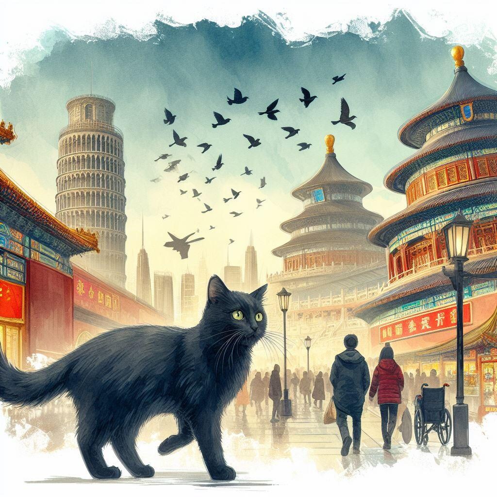 黒猫、中国に行く