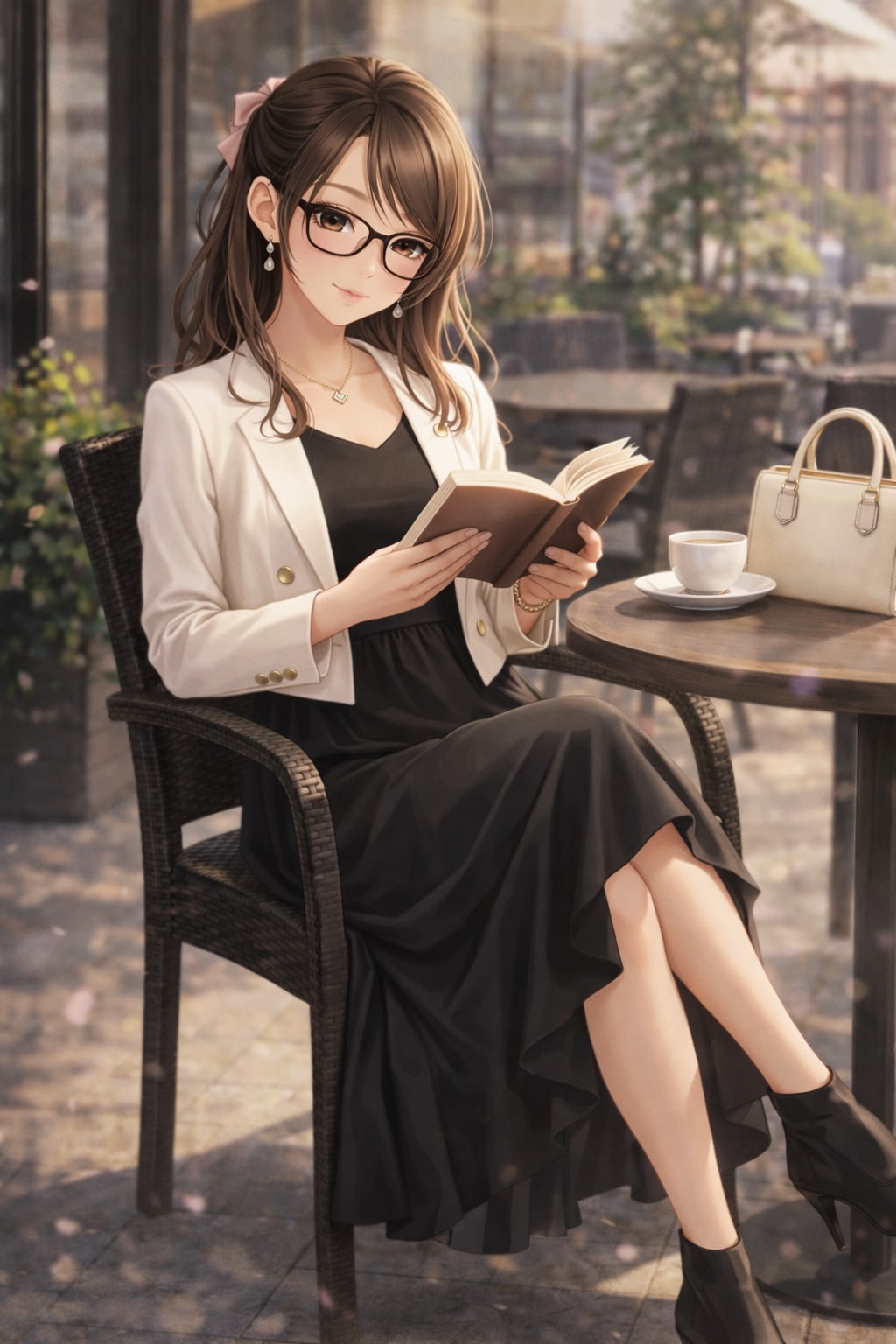 カフェでくつろぐお母さん