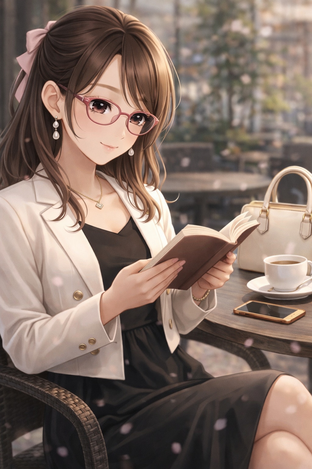 カフェでくつろぐお母さん