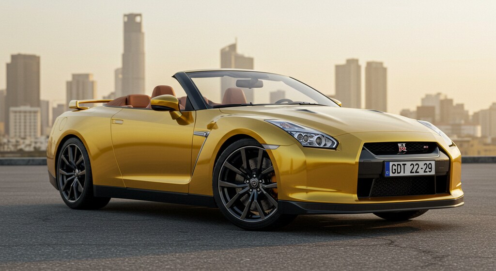 ゴールドカラー日産GT-Rオープンカー