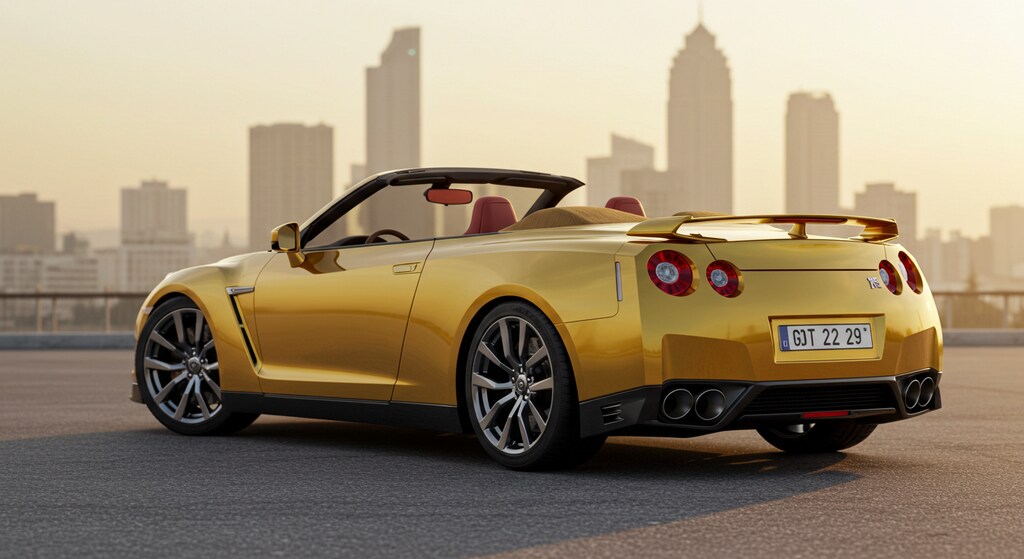 ゴールドカラー日産GT-Rオープンカー