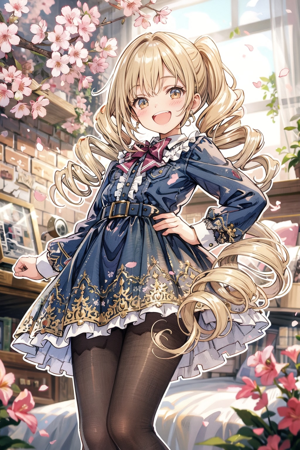 (i2i)TOPAZ 金髪ドリルと室内咲きの桜 | の人気AIイラスト・グラビア