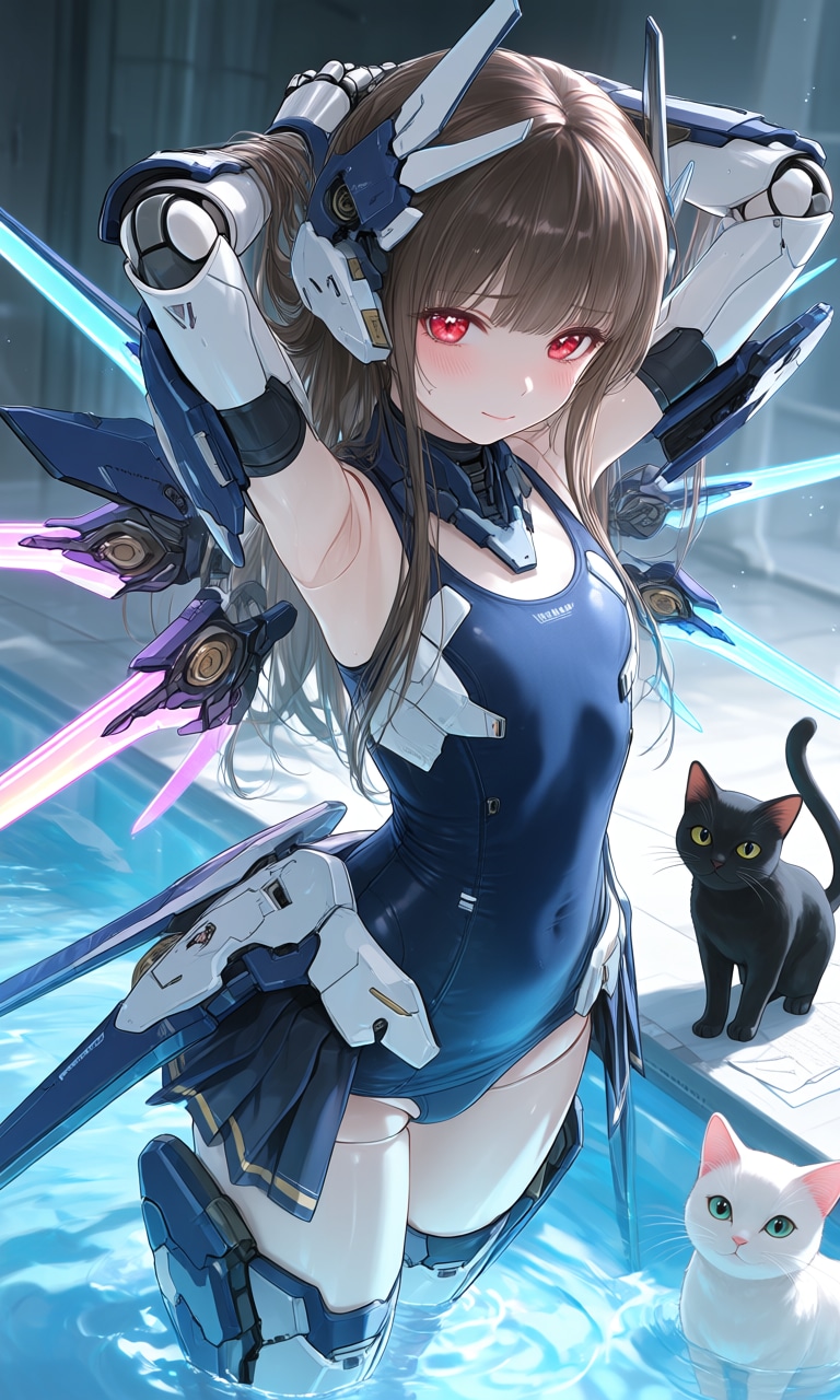 異世界制服少女達　メカ娘　スク水少女　アクリルフィギュア