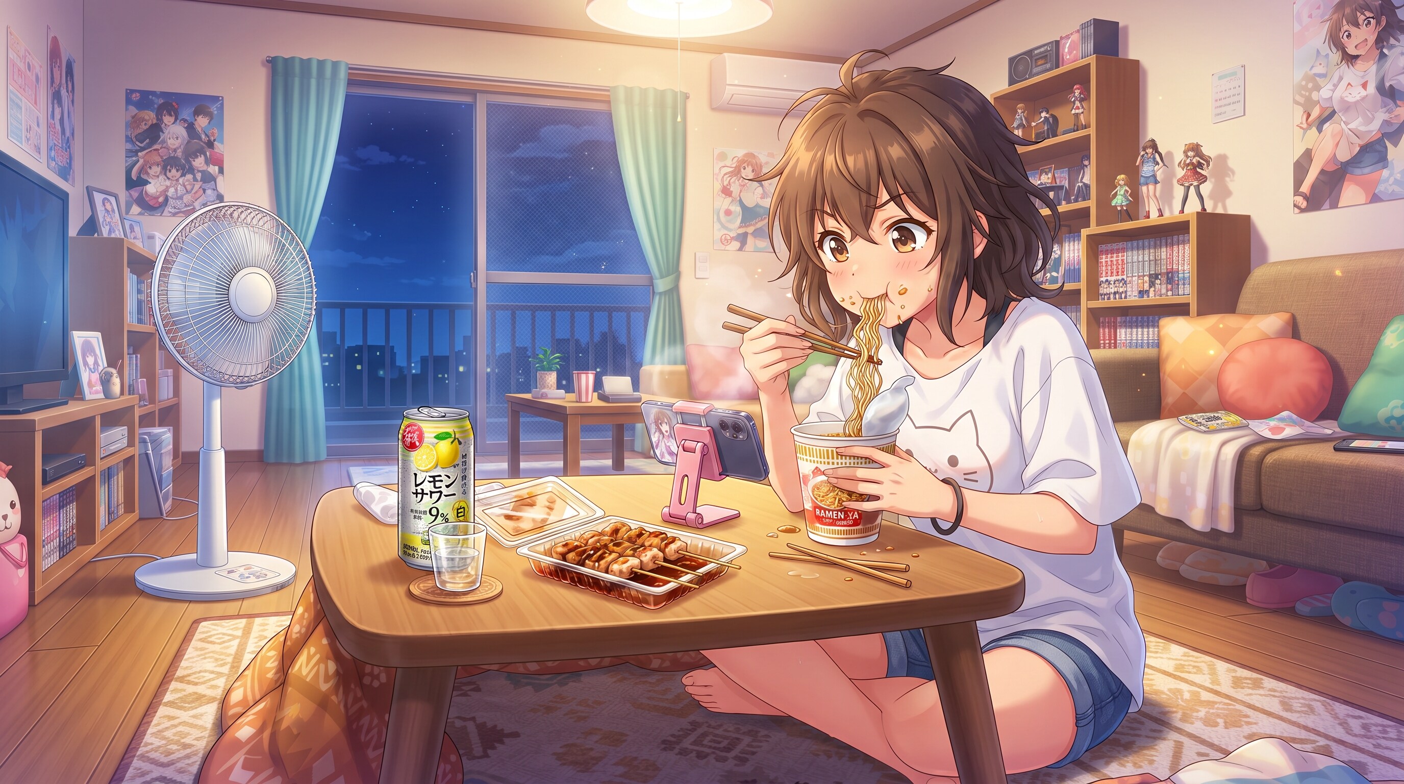 夜の藍音ちゃん（アニメ調） | の人気AIイラスト・グラビア