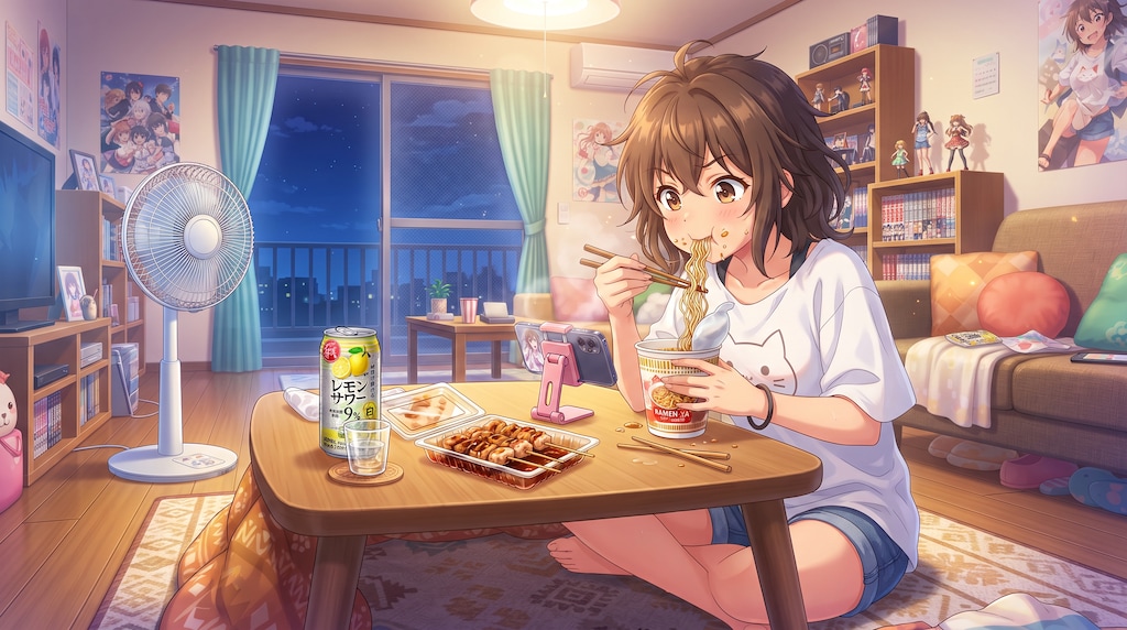 夜の藍音ちゃん（アニメ調）