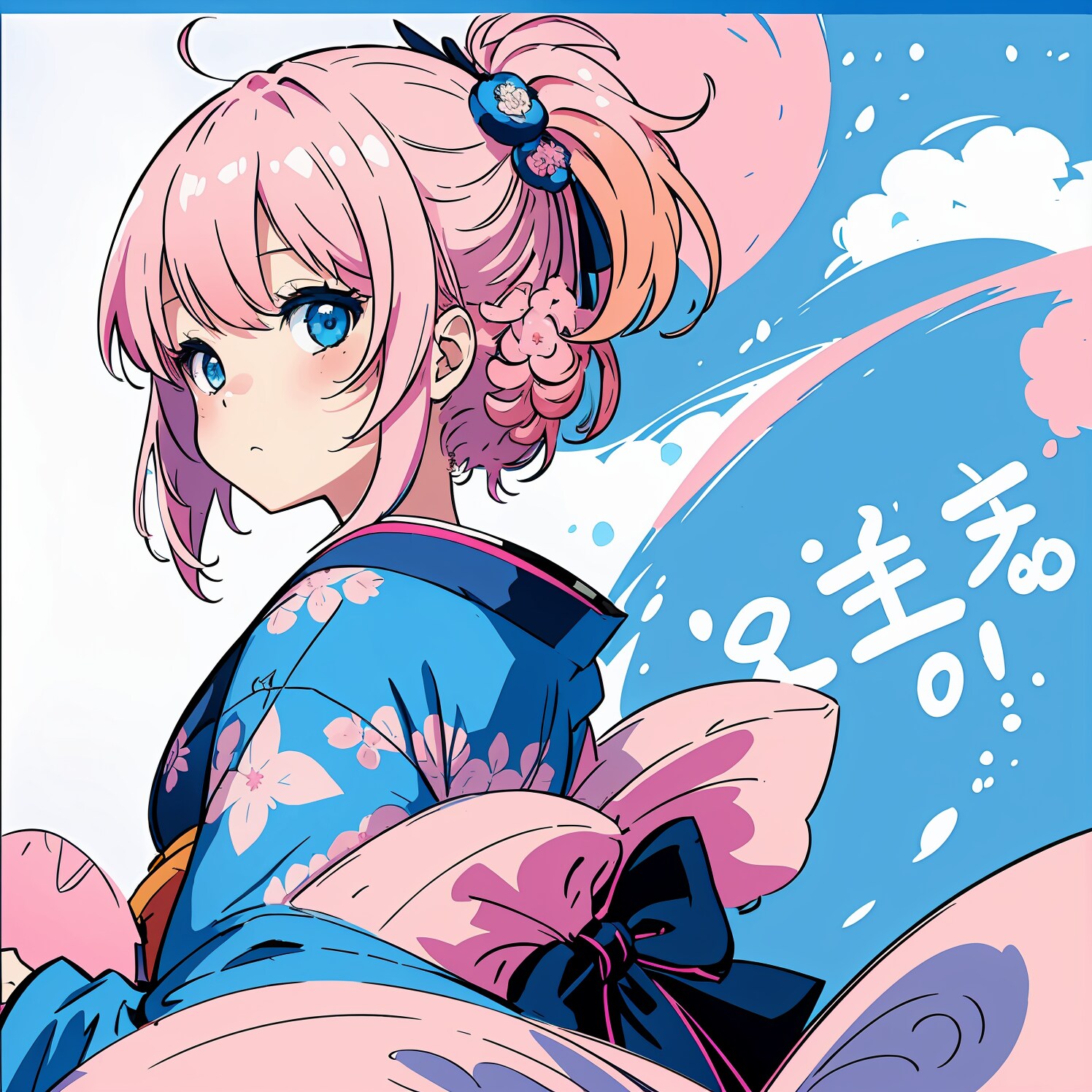 【和 - 着物】桃髪の少女 - 弐