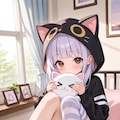 猫パーカーの紫髪ちゃん 2枚目