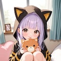 猫パーカーの紫髪ちゃん 3枚目