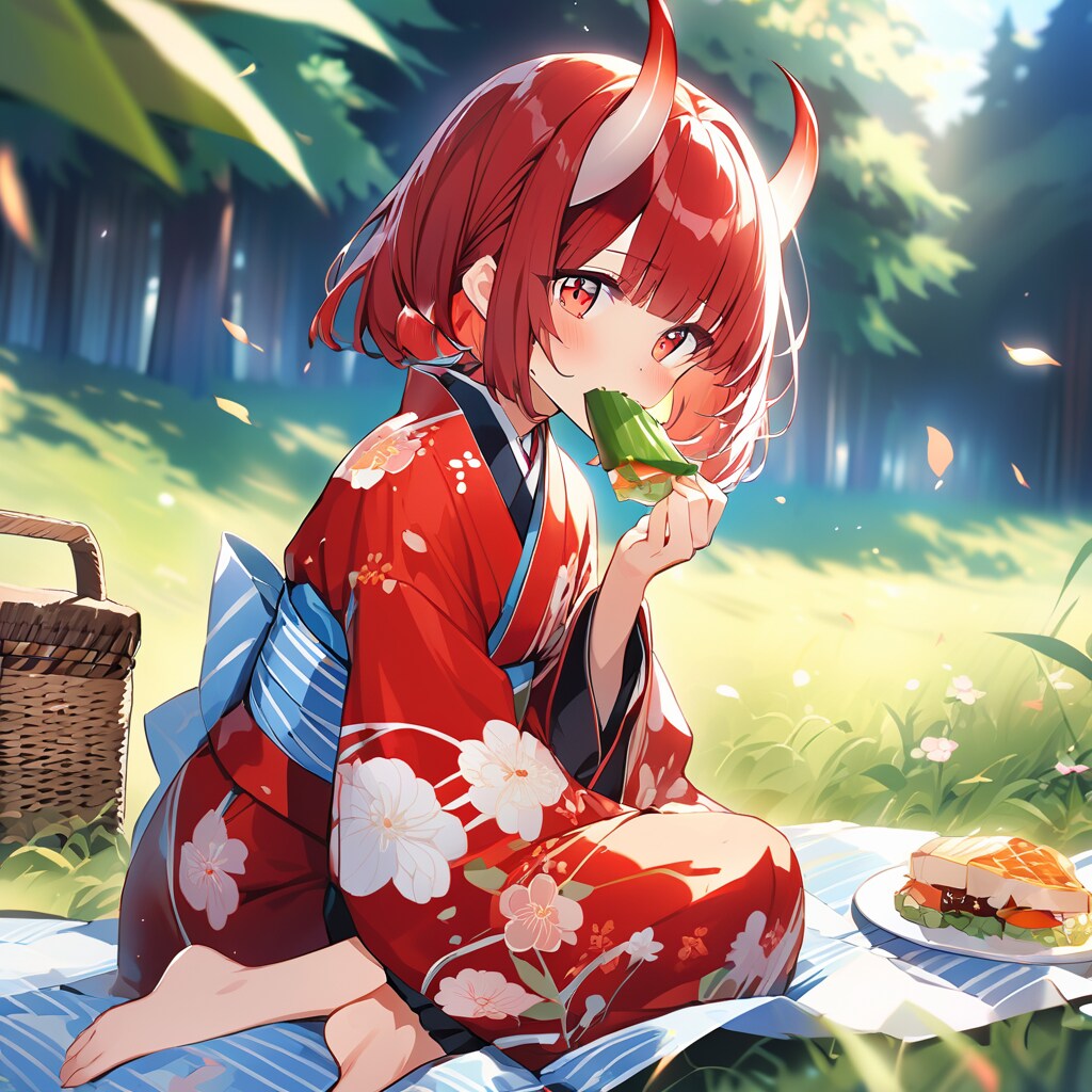 いつの間にか、隣で、角のある女の子が一緒に食べていた。