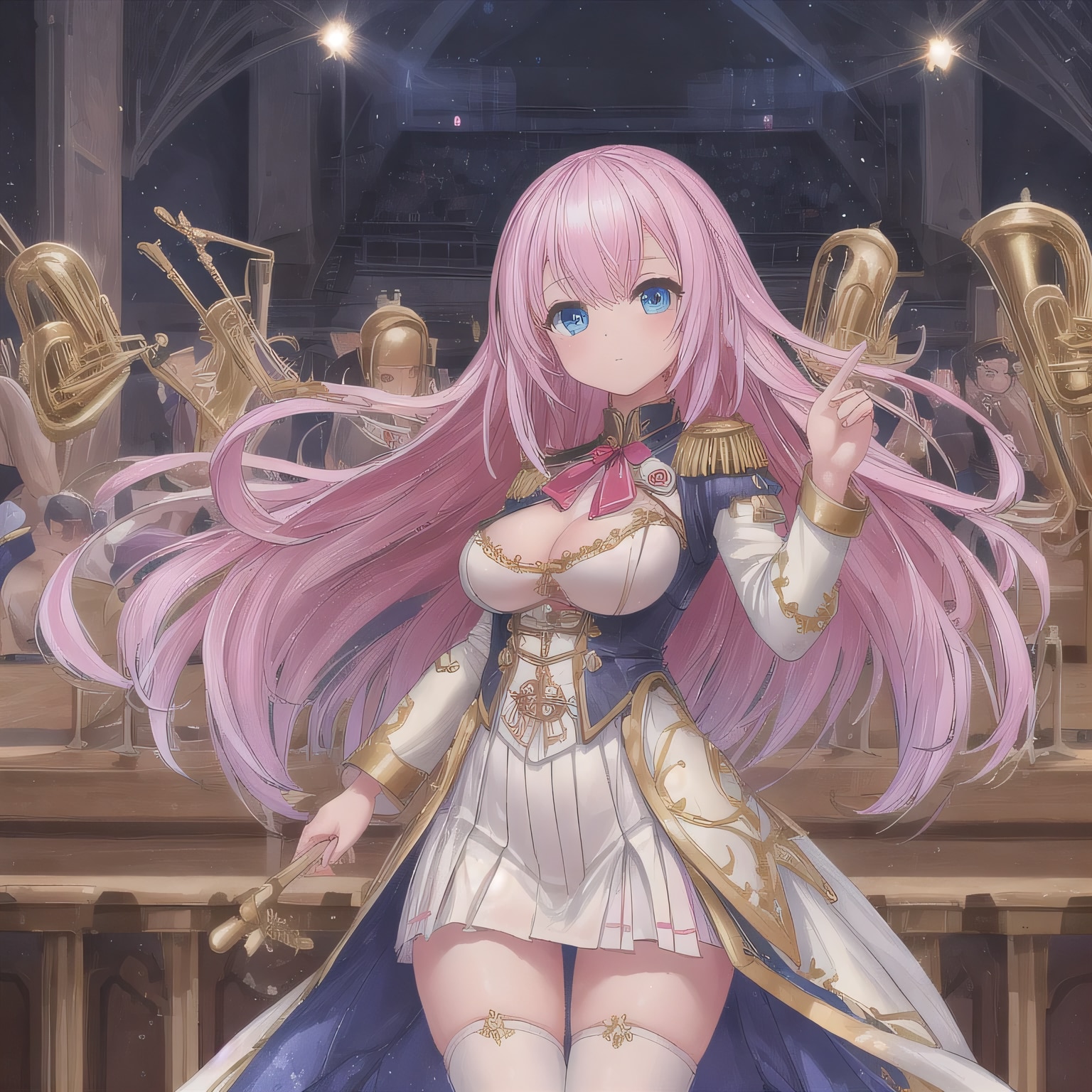 ピンク髪ロングでブラスバンドの少女６ | の人気AIイラスト・グラビア