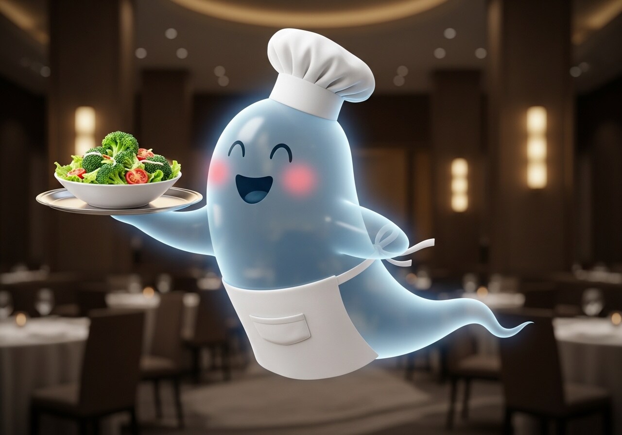 ブロッコリーサラダを運ぶお化けシェフ | の人気AIイラスト・グラビア