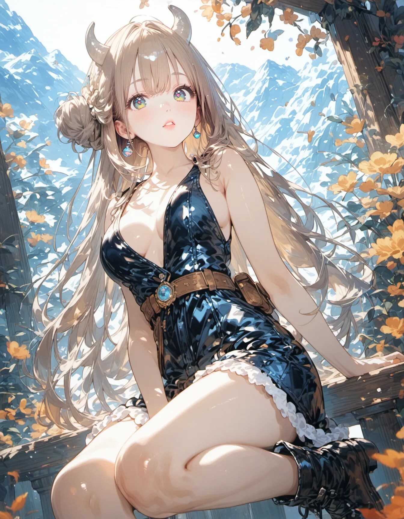 Horns Beneath the Alpine Bloom | の人気AIイラスト・グラビア