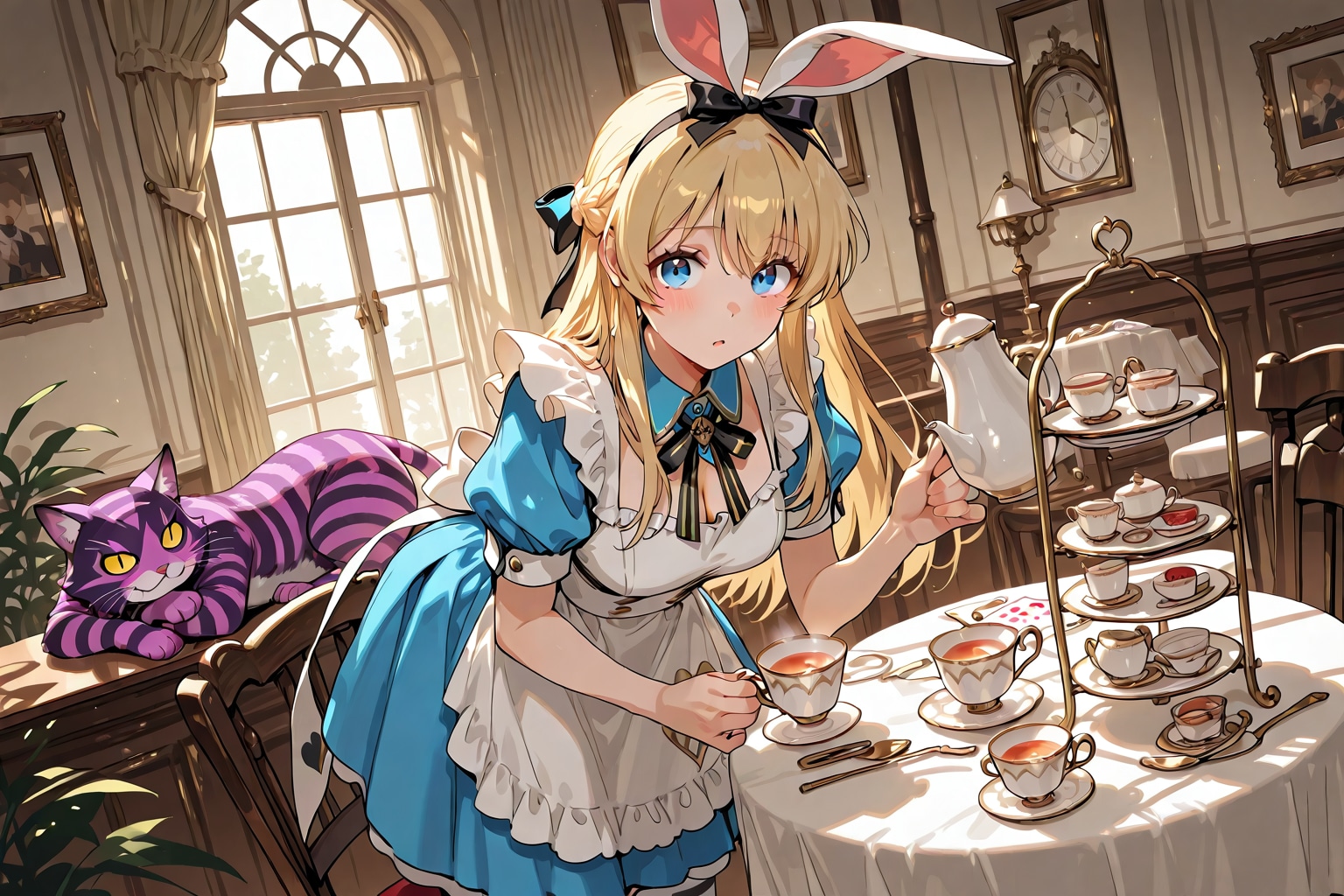 【企画：猫と一緒】アリスのティーパーティー番外：チェシャ猫② | の人気AIイラスト・グラビア