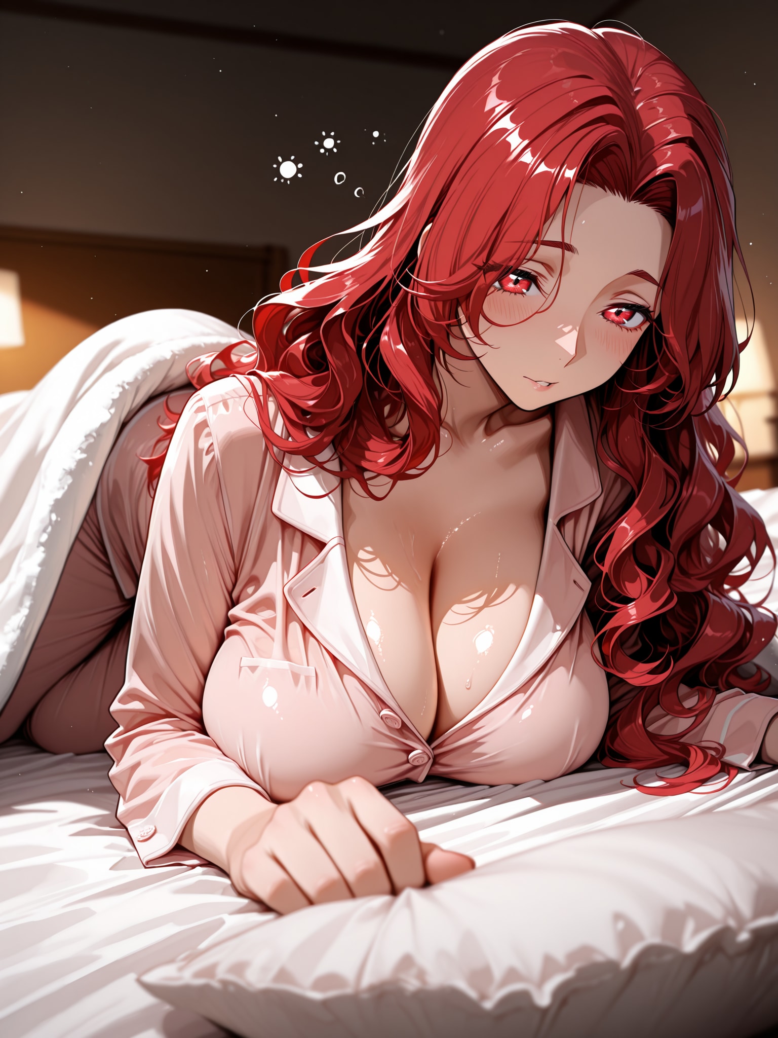 寝起きでまだ眠そうな明子