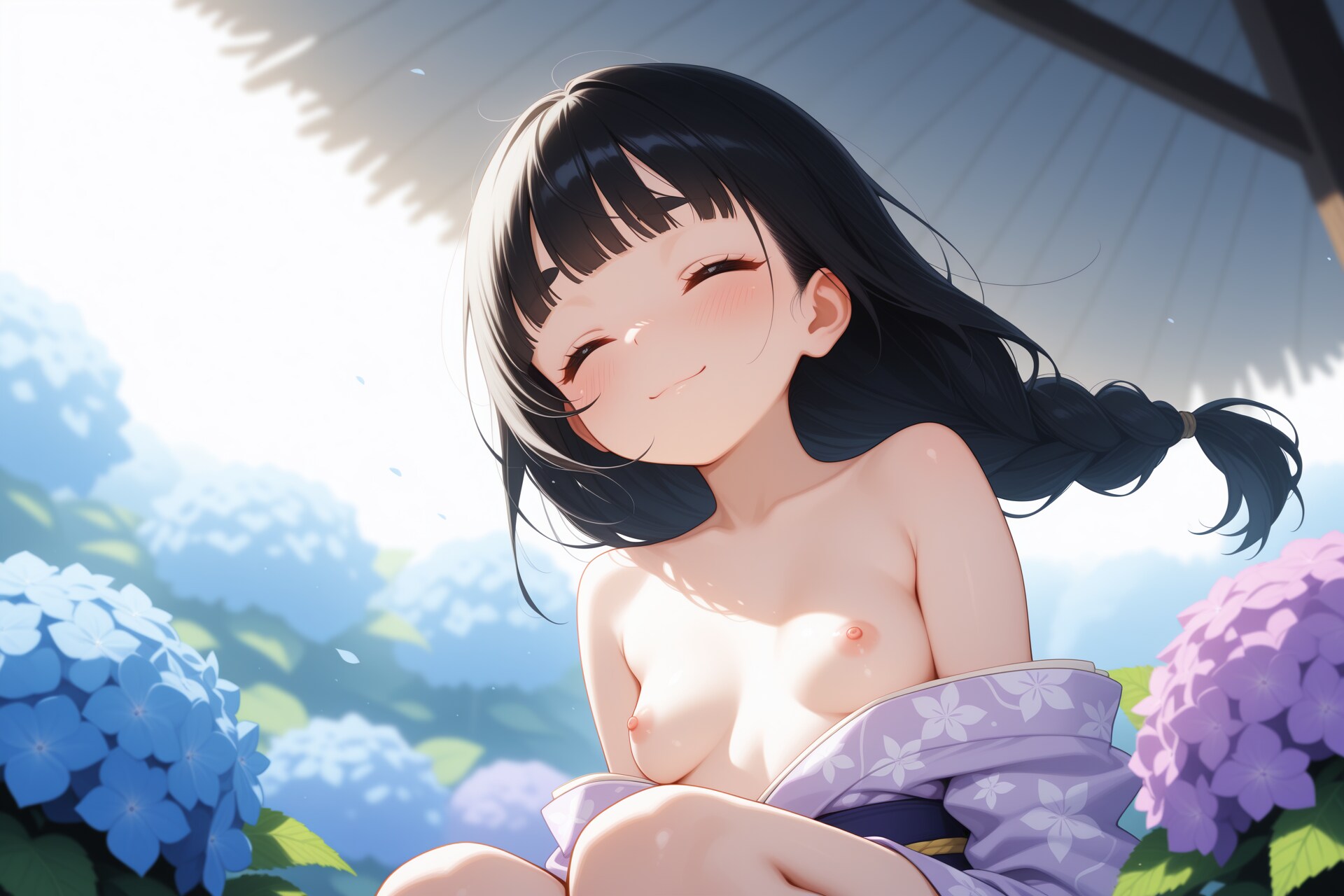 姫カットの紫陽花姫が脱ぐ。