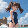 水没廃墟で水遊び 2枚目