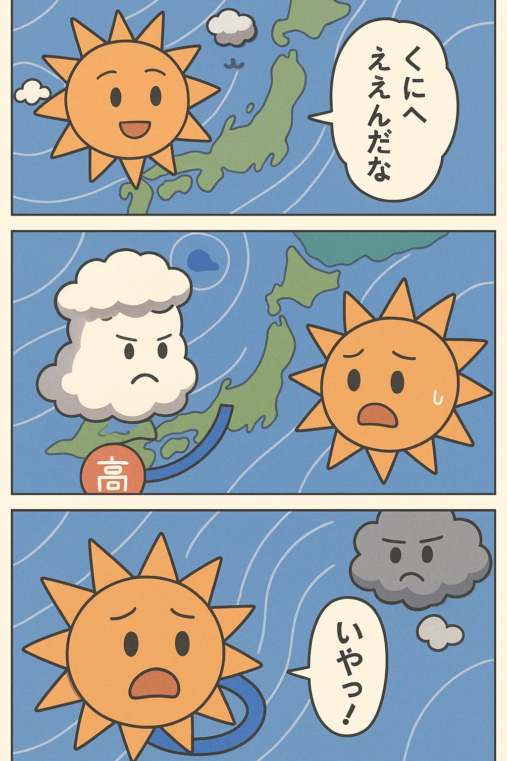 天気図でくにへかえるんだな