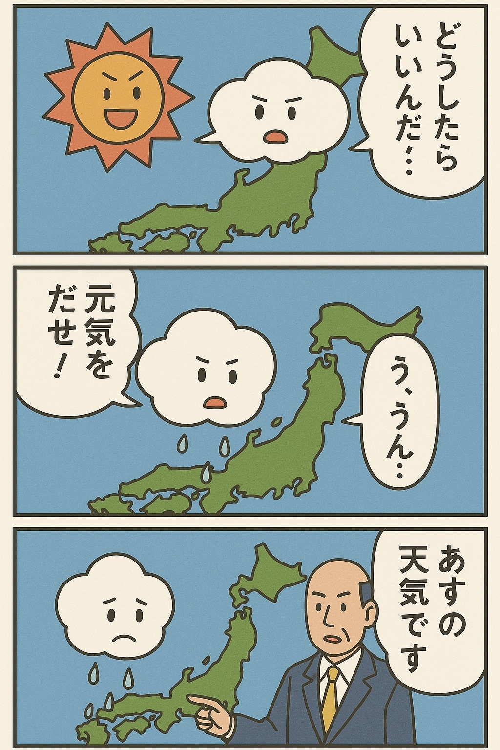 天気図でくにへかえるんだな