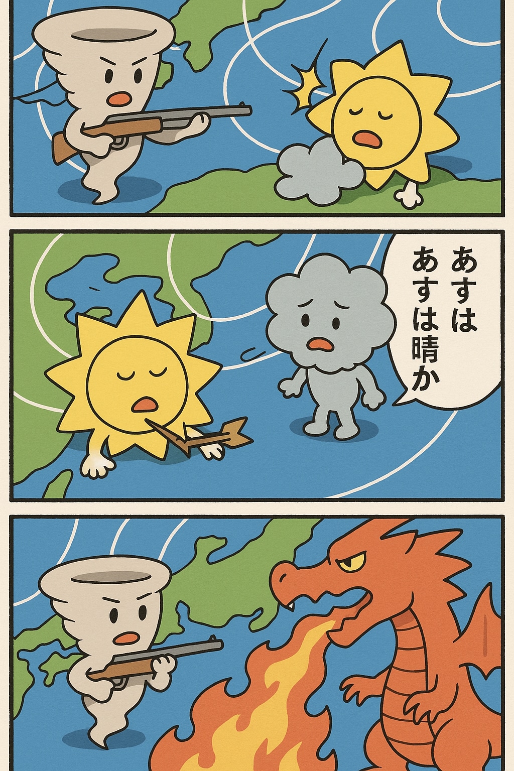 天気図でくにへかえるんだな