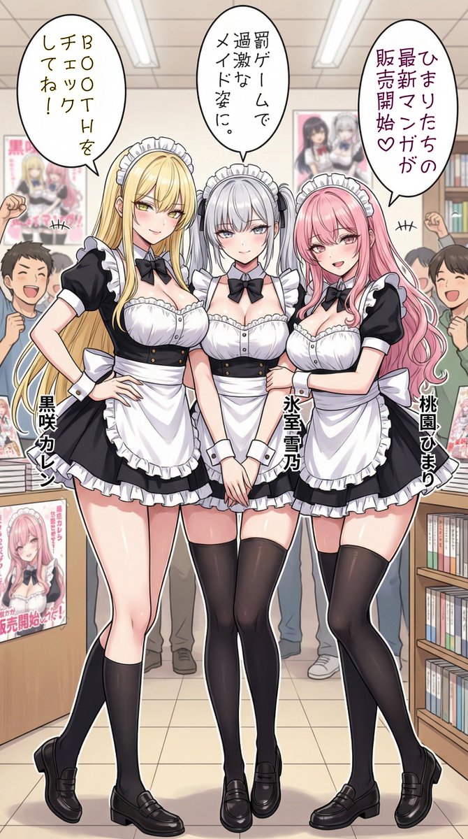 罰ゲームで叡智なメイド服を着る一軍ギャルズ | の人気AIイラスト・グラビア