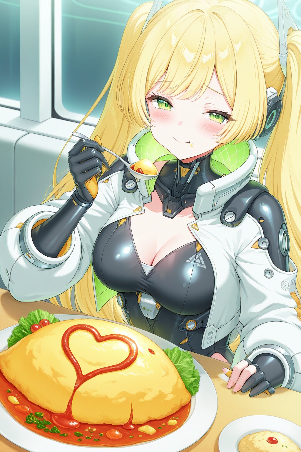オムライスを食べるQILINちゃん