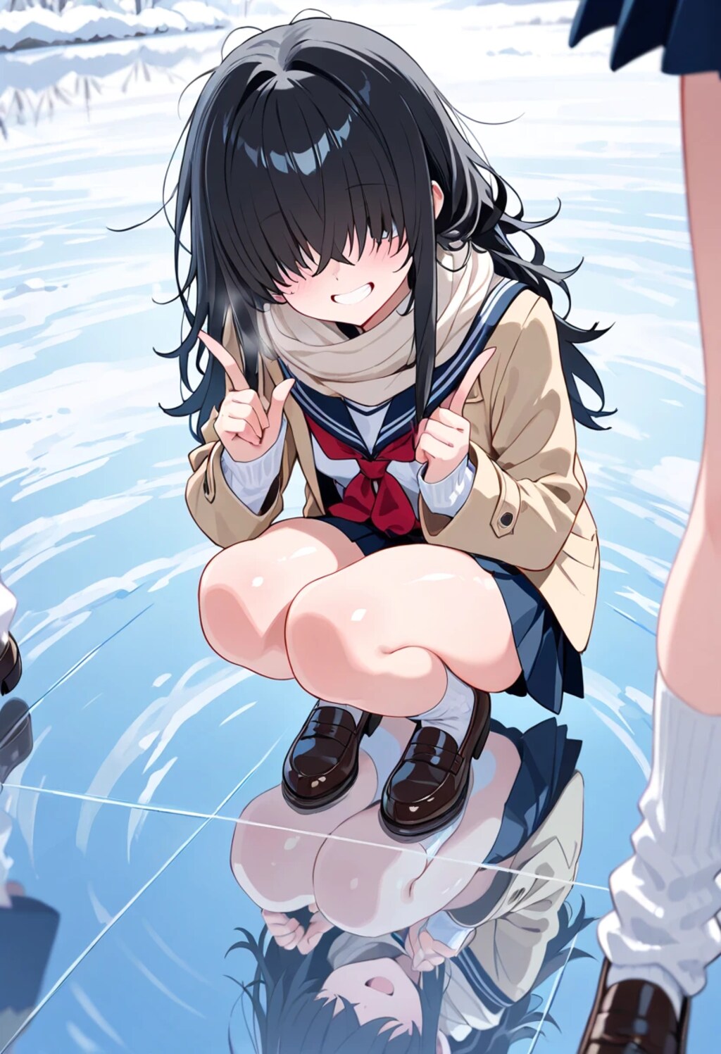 ふひひ！めっちゃ凍ってる！