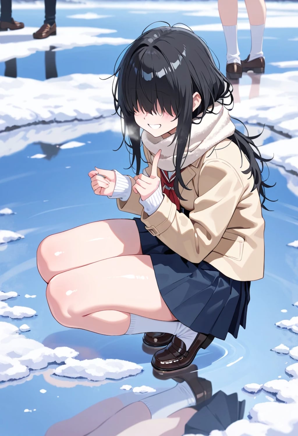 ふひひ！めっちゃ凍ってる！