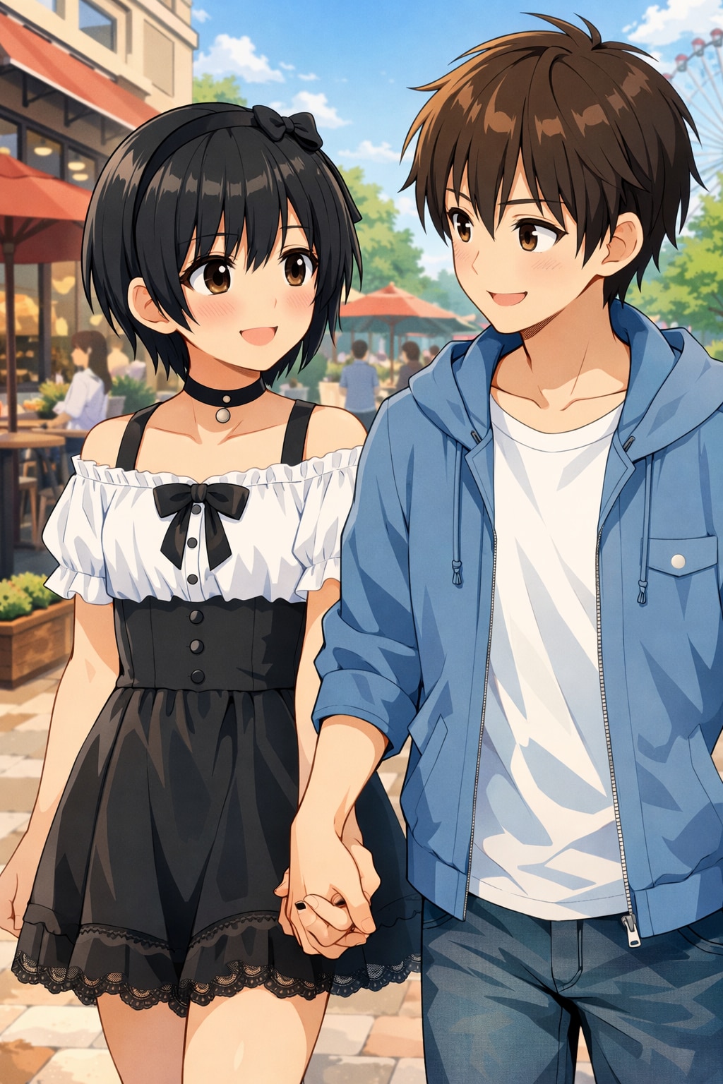 男の子と手を繋いでデートする男の娘 | の人気AIイラスト・グラビア