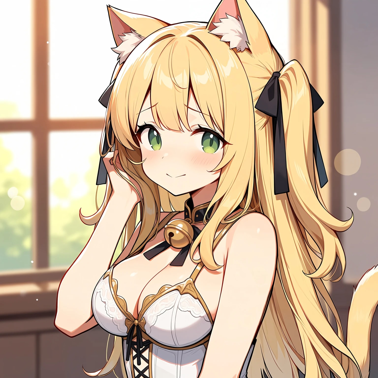 はにかんでいる猫耳の女の子