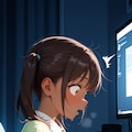 「わぁ...みんな泳ぐの上手だなぁ」「この”マル秘”ファイルって何だろう?」「えっ!?女の人がおまたを触っている...」「これHなやつだよね..消さなきゃ......でも」「気持ち良さそう...」 3枚目