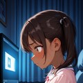 「わぁ...みんな泳ぐの上手だなぁ」「この”マル秘”ファイルって何だろう?」「えっ!?女の人がおまたを触っている...」「これHなやつだよね..消さなきゃ......でも」「気持ち良さそう...」 2枚目