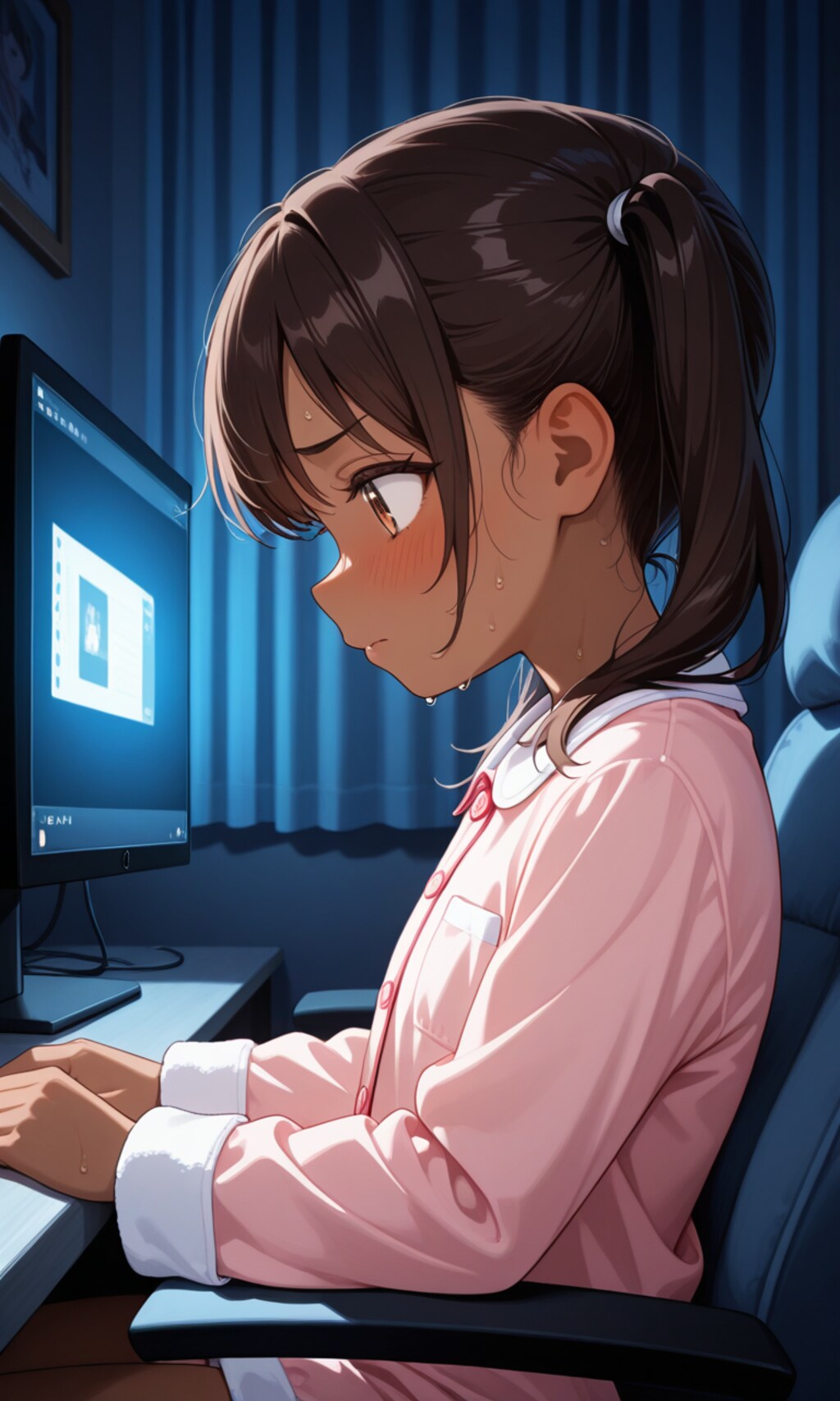 「わぁ...みんな泳ぐの上手だなぁ」「この”マル秘”ファイルって何だろう?」「えっ!?女の人がおまたを触っている...」「これHなやつだよね..消さなきゃ......でも」「気持ち良さそう...」