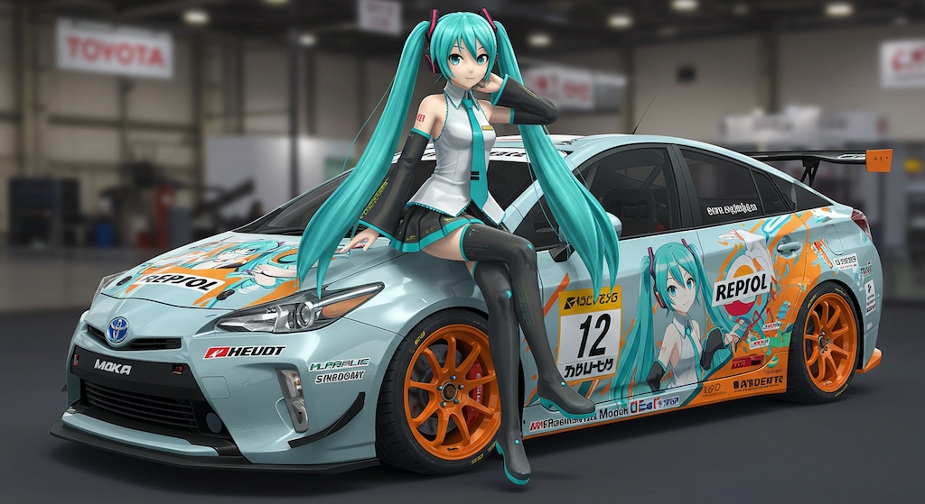 初音ミクとプリウスレーシングカー