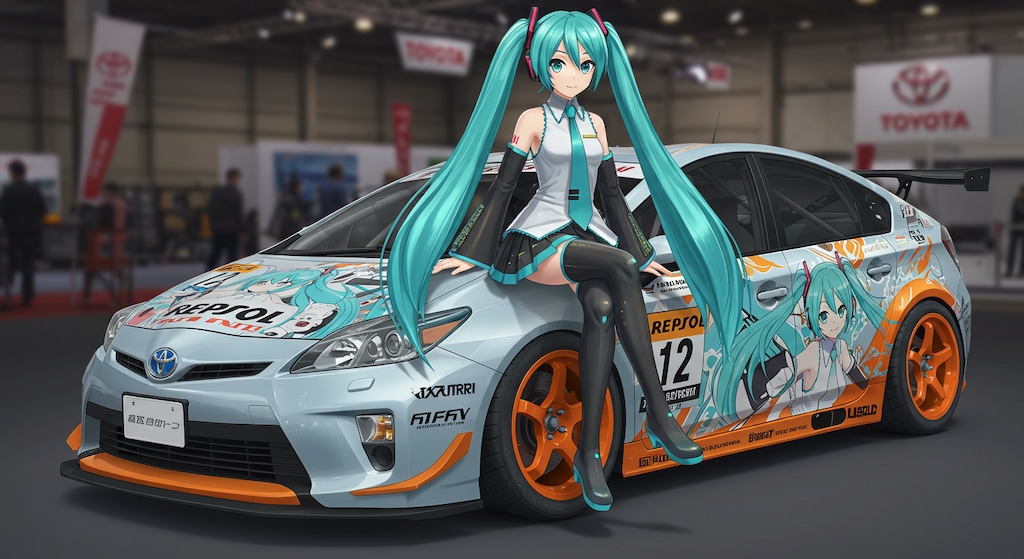 初音ミクとプリウスレーシングカー