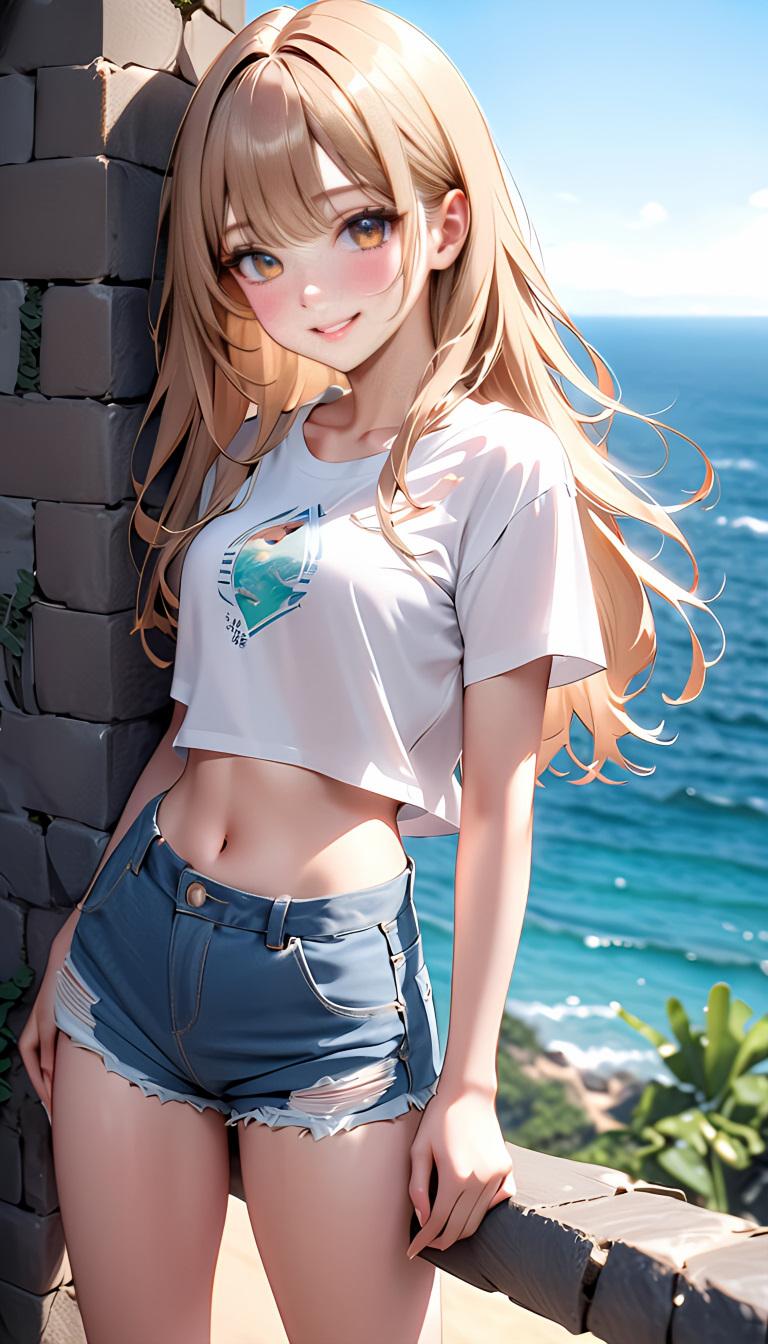 海辺の君 | の人気AIイラスト・グラビア