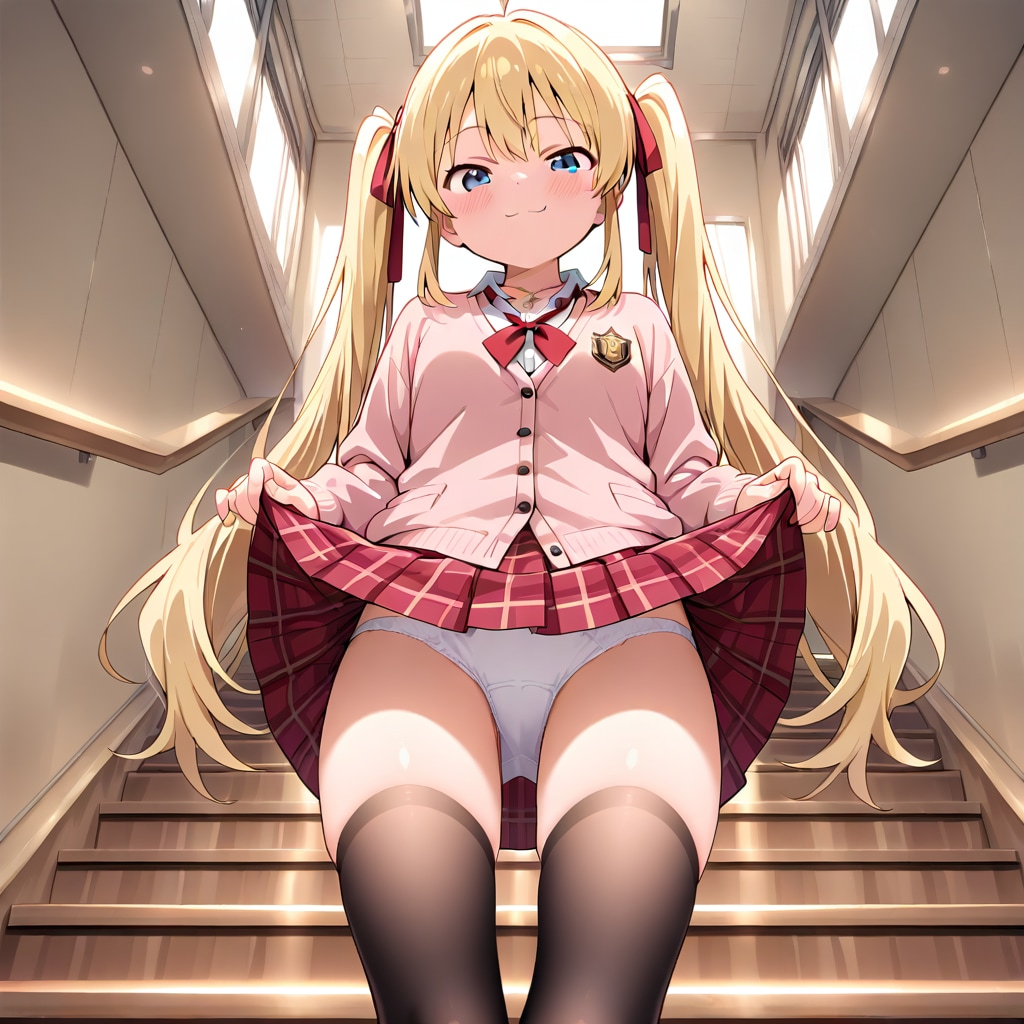 「お兄さん…下からずっと見てるの？///」莉奈の階段パンチラ💕
