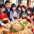 みんなで蕎麦？を食べよう★（12枚）その2・レトロモダン街シリーズ・その49 12枚目