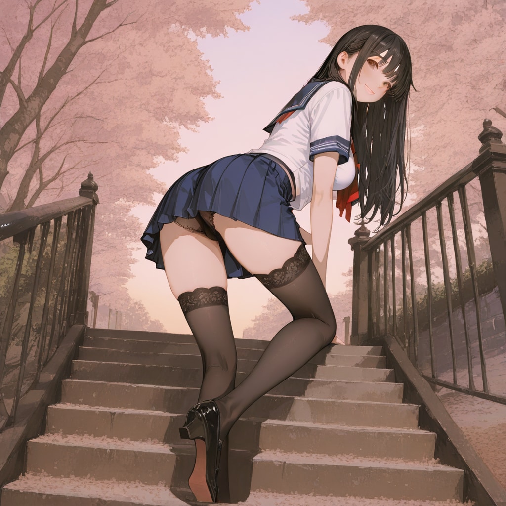 無防備ちゃん　階段ローアングル