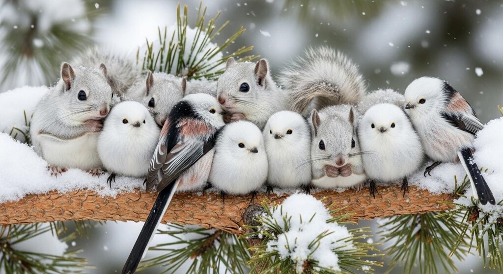 シマエナガとエゾモモンガ